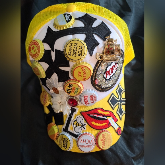 Www.kyngskaikloset.com Accessories - Fly Unique Trendy Yellow/Black Bottlecap Hat